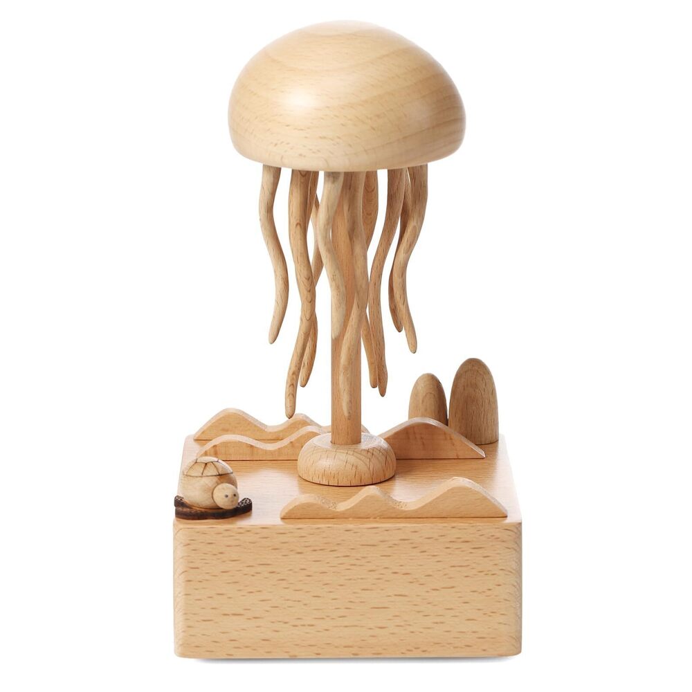 5296 Rechargeable Wooden Jellyfish Music Box Perfect Home Decorations